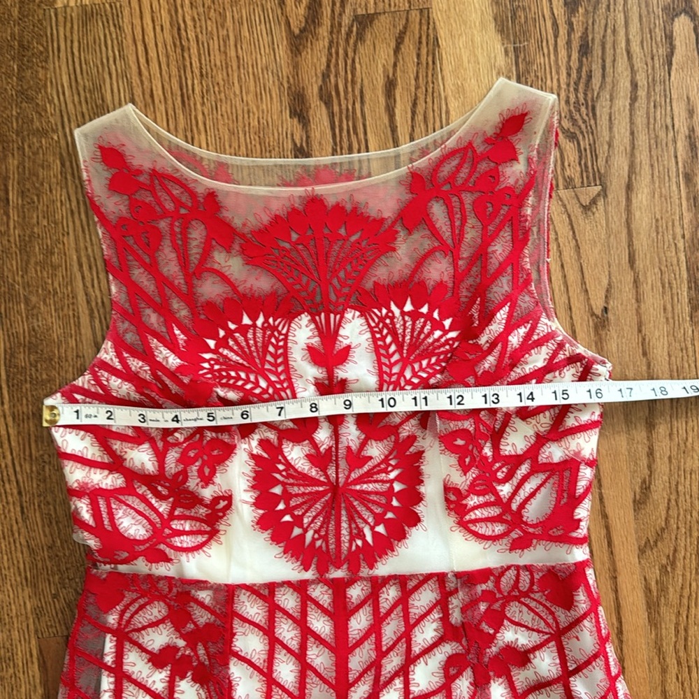 Anthropologie | Geisha Designs | Sugared Ruby Red Lace Dress | Size 6 - Picture 8 of 17